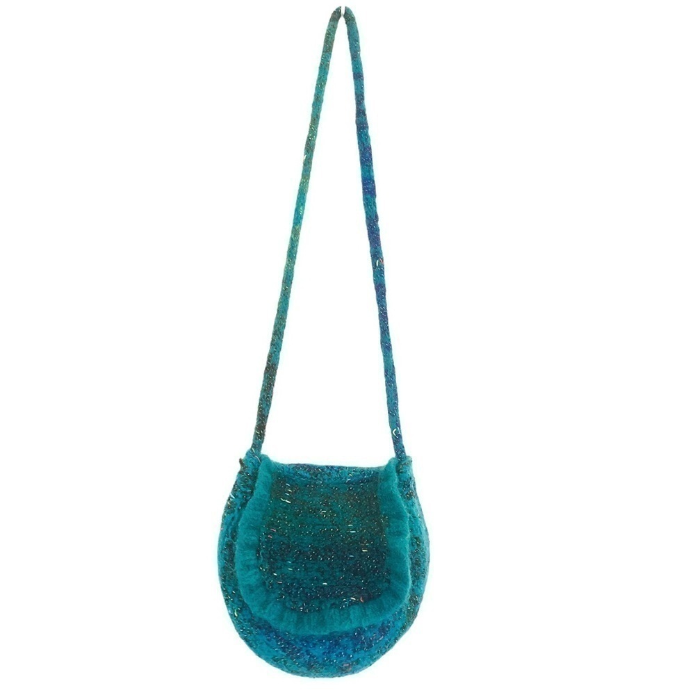 Fuzzy Colorful Yarn Knit Crossbody Purse